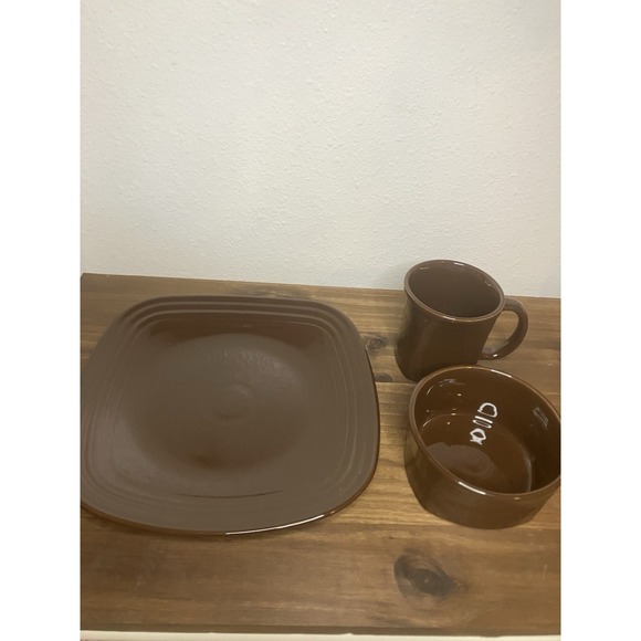 Fiesta Square CHOCOLATE  3 Piece Place‎ Setting, Dinner, Bowl & Mug - Picture 3 of 5